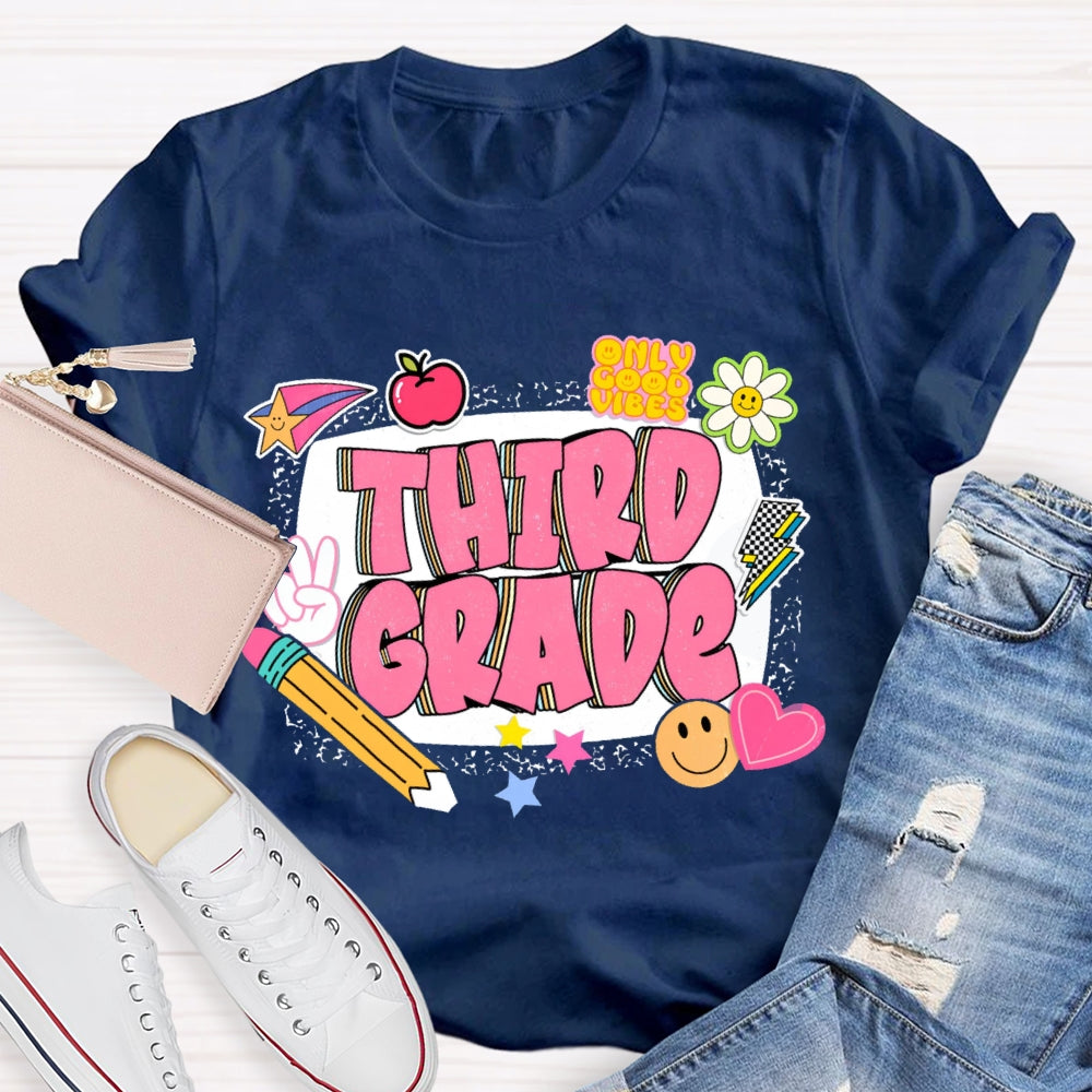 Personalized Grade Third Grade Funny Letter Print T-shirt