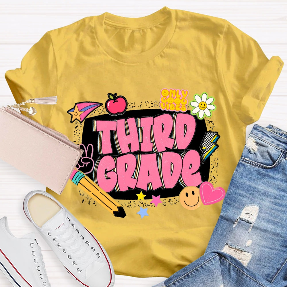 Personalized Grade Third Grade Funny Letter Print T-shirt
