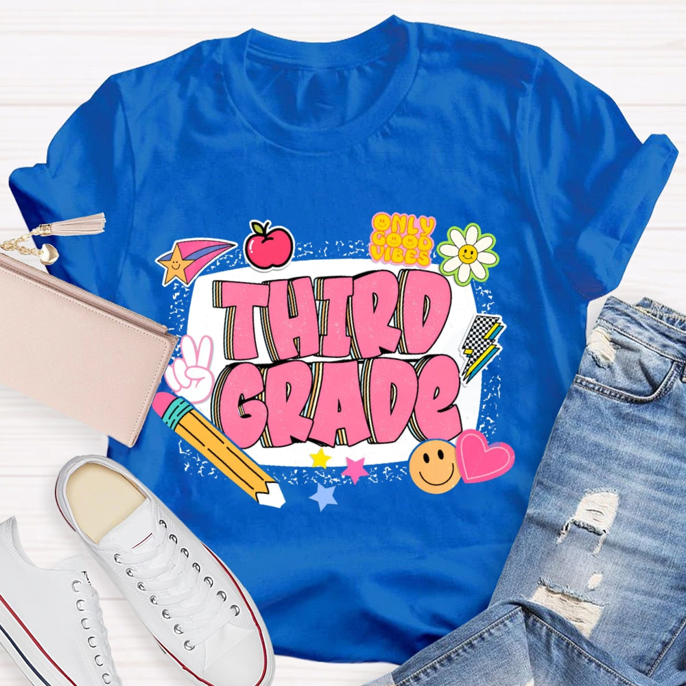 Personalized Grade Third Grade Funny Letter Print T-shirt
