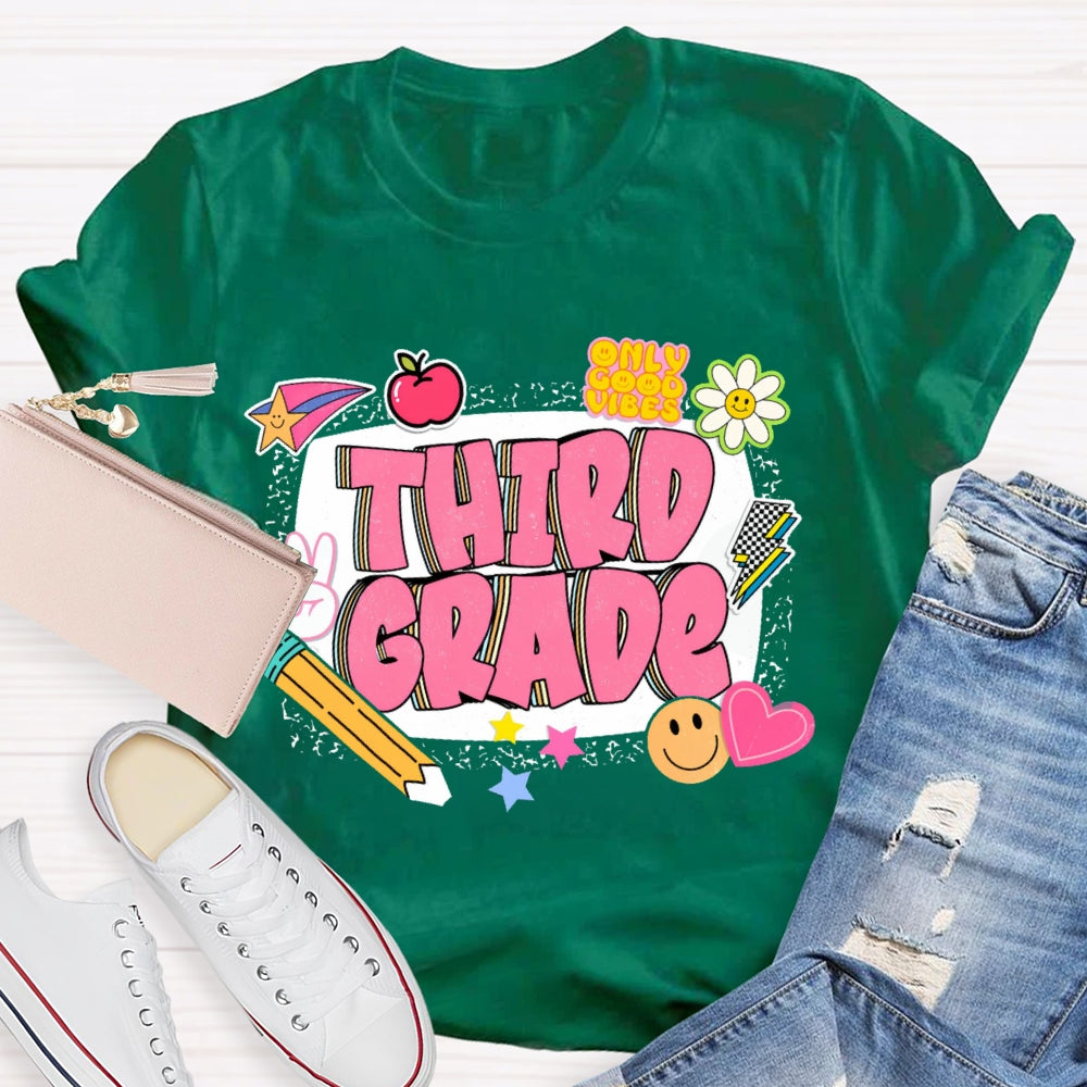 Personalized Grade Third Grade Funny Letter Print T-shirt