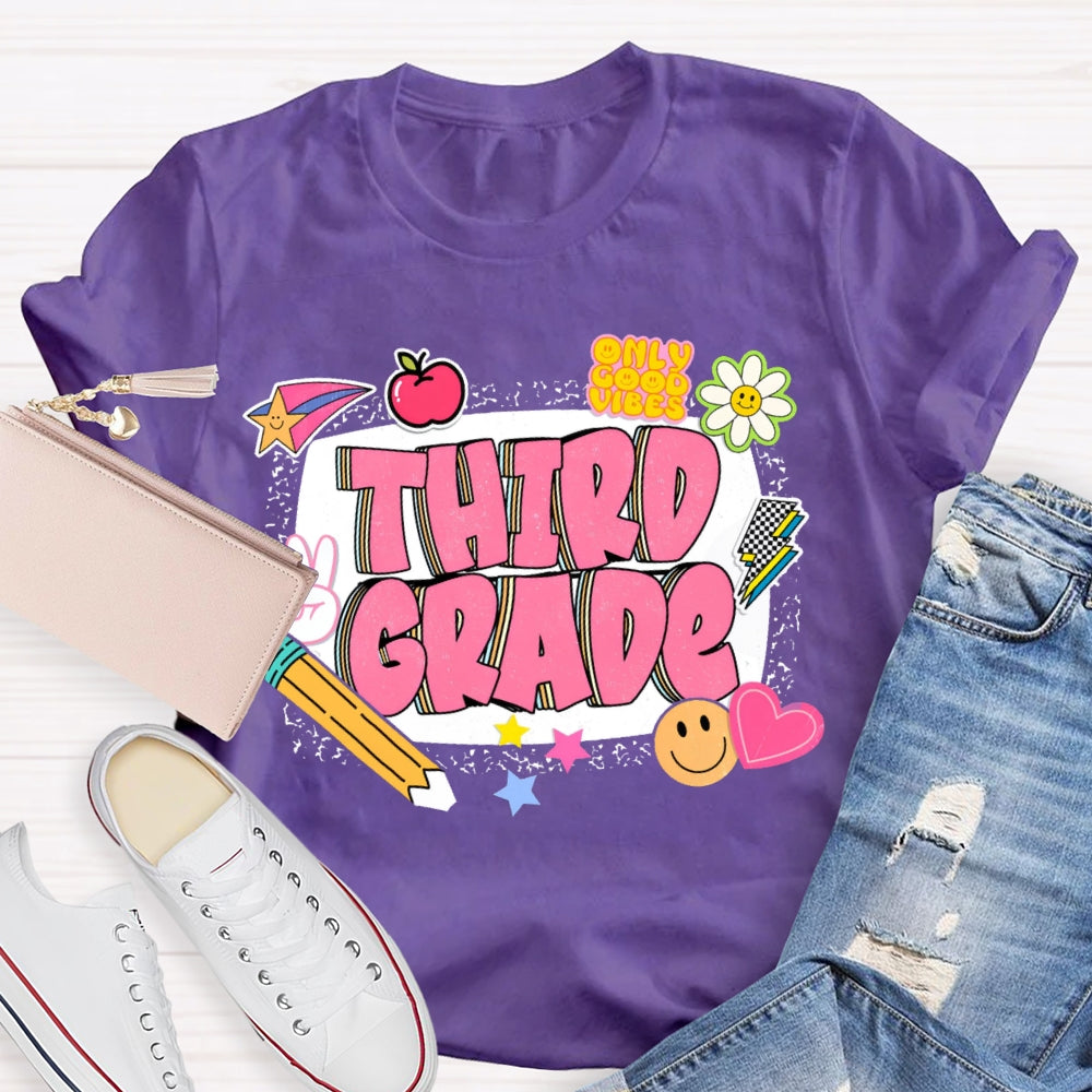 Personalized Grade Third Grade Funny Letter Print T-shirt