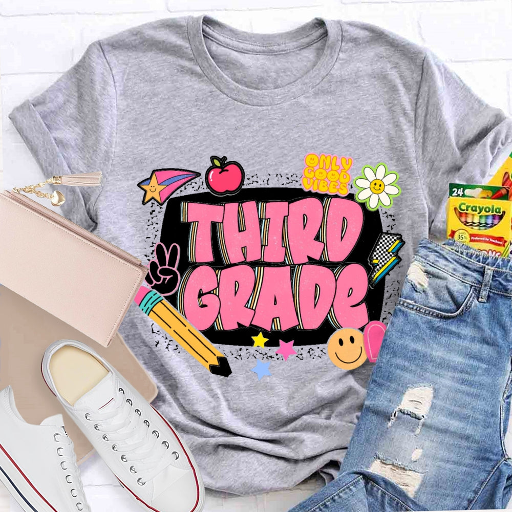 Personalized Grade Third Grade Funny Letter Print T-shirt