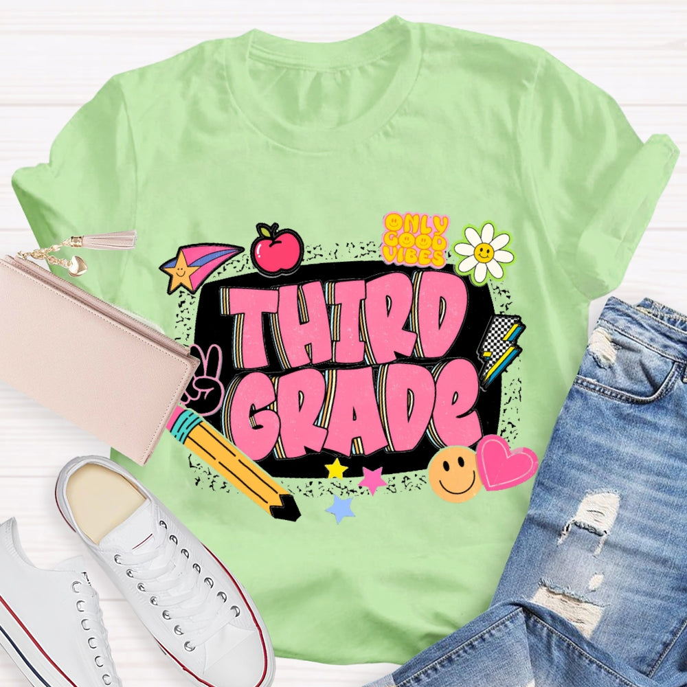 Personalized Grade Third Grade Funny Letter Print T-shirt