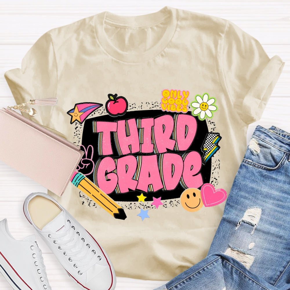 Personalized Grade Third Grade Funny Letter Print T-shirt