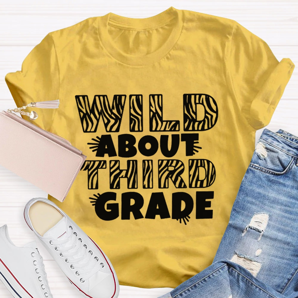 Personalized Wild About Third Grade Teacher Shirt