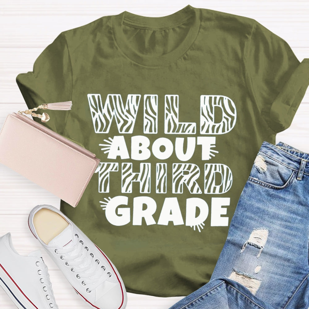 Personalized Wild About Third Grade Teacher Shirt