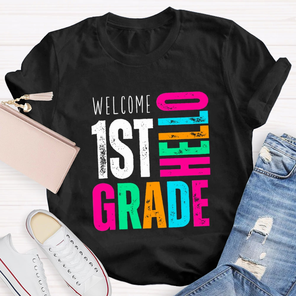 Personalized Grade Welcome Hello First Grade T-Shirt
