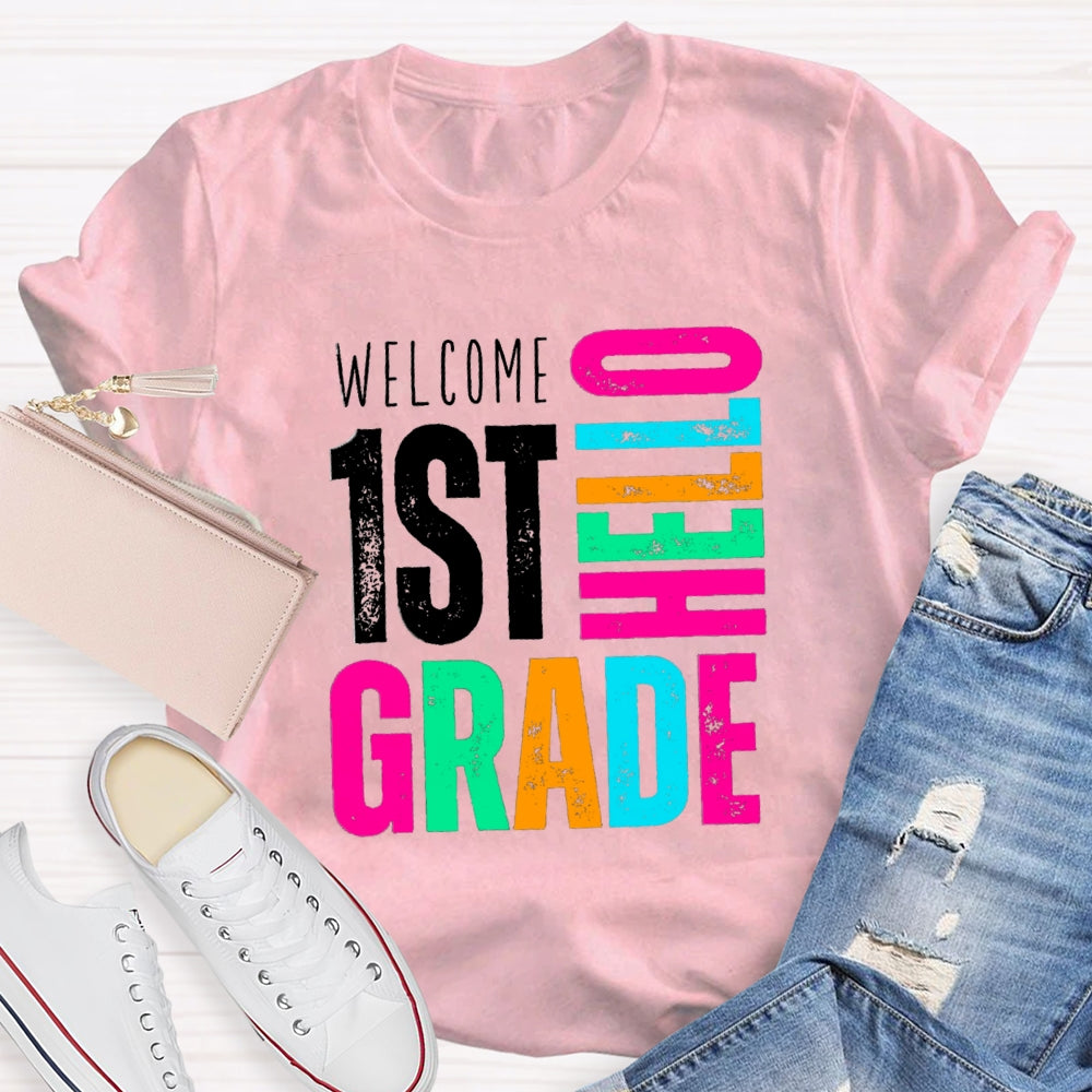 Personalized Grade Welcome Hello First Grade T-Shirt