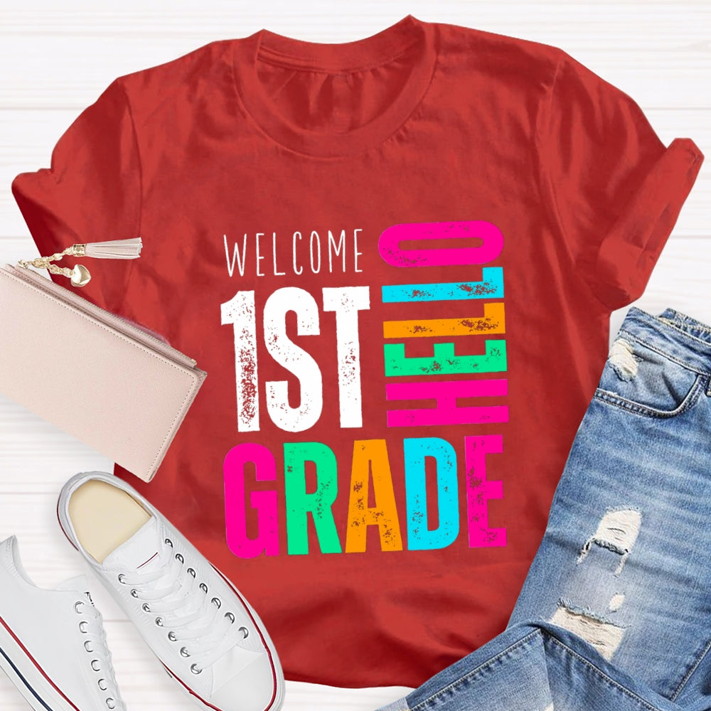 Personalized Grade Welcome Hello First Grade T-Shirt
