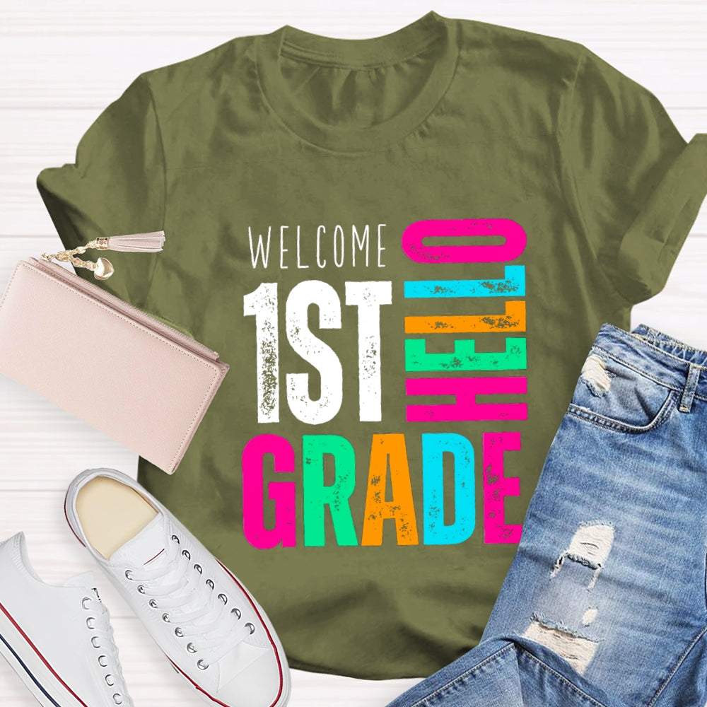 Personalized Grade Welcome Hello First Grade T-Shirt