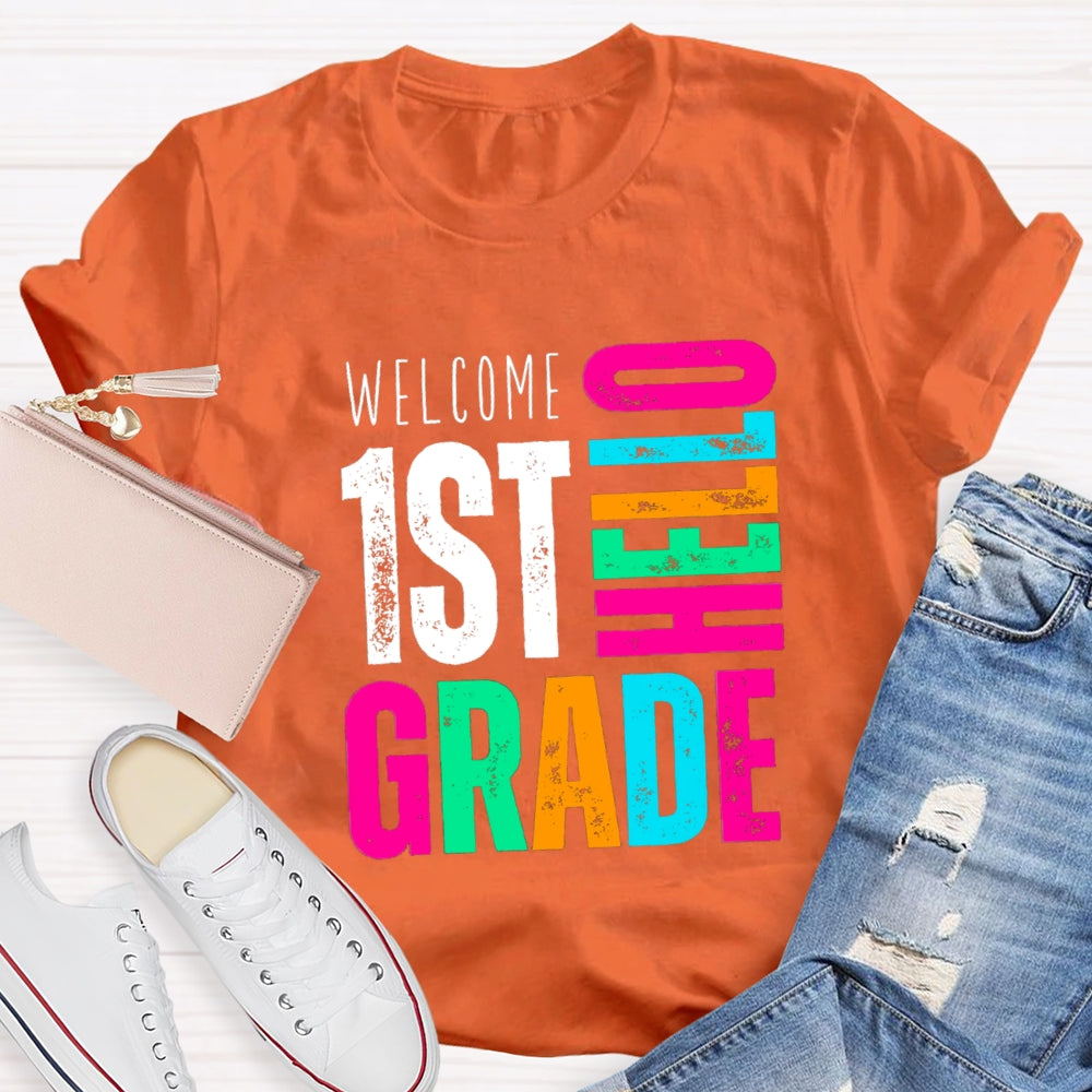 Personalized Grade Welcome Hello First Grade T-Shirt
