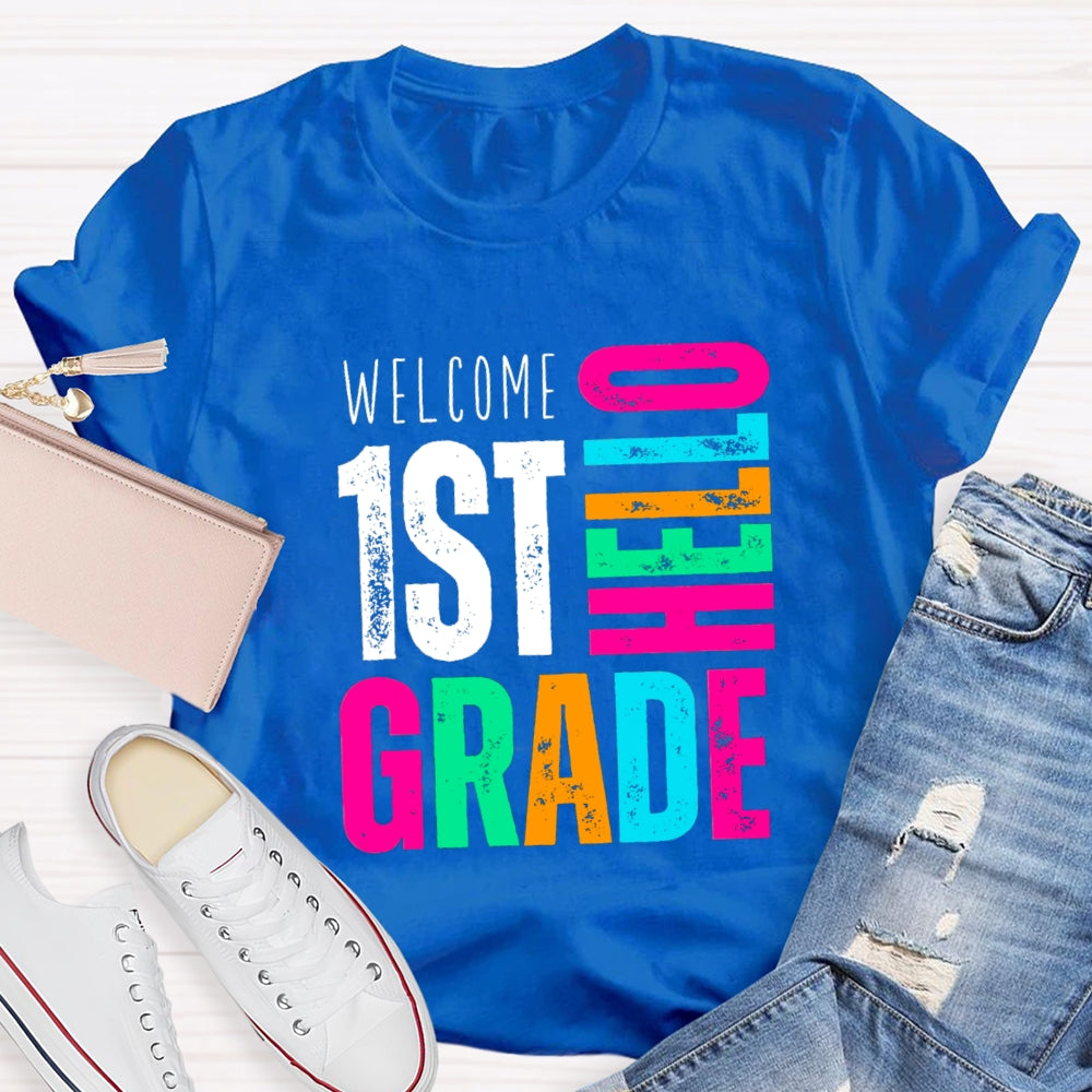 Personalized Grade Welcome Hello First Grade T-Shirt
