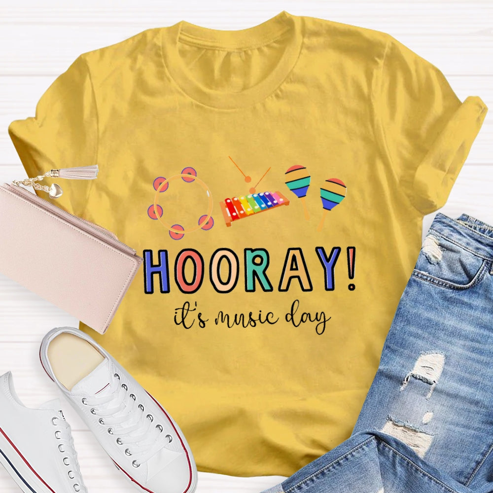 Hooray It'S Music Day Musical Instrument T-Shirt