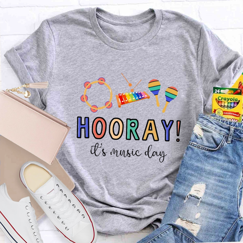 Hooray It'S Music Day Musical Instrument T-Shirt