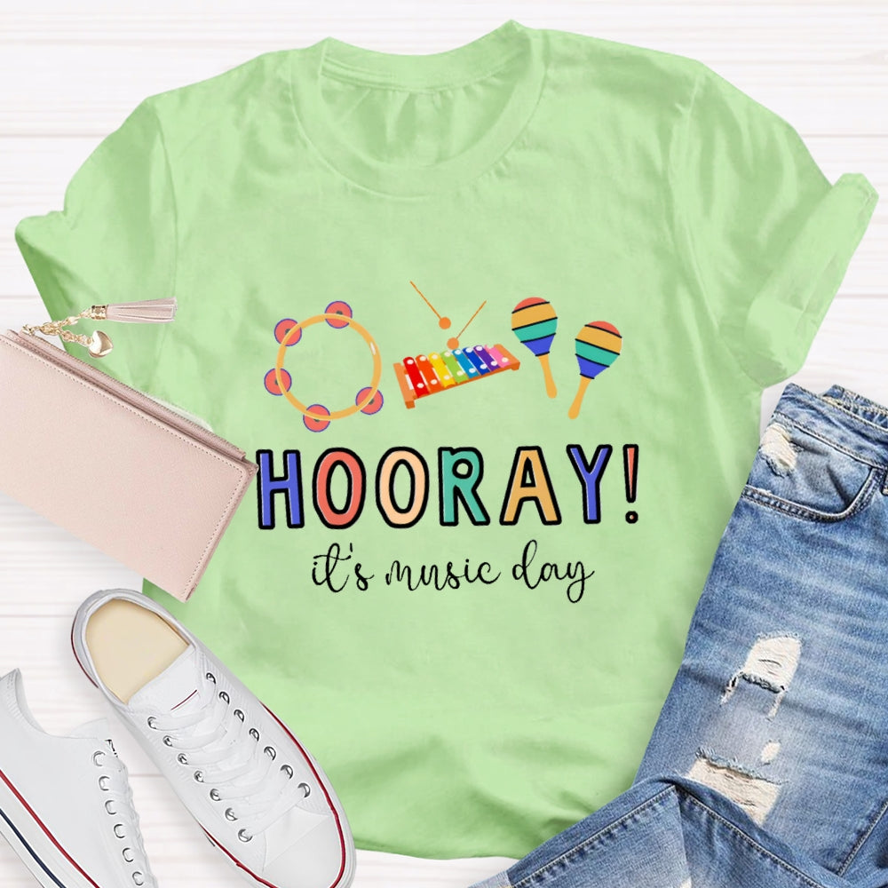 Hooray It'S Music Day Musical Instrument T-Shirt