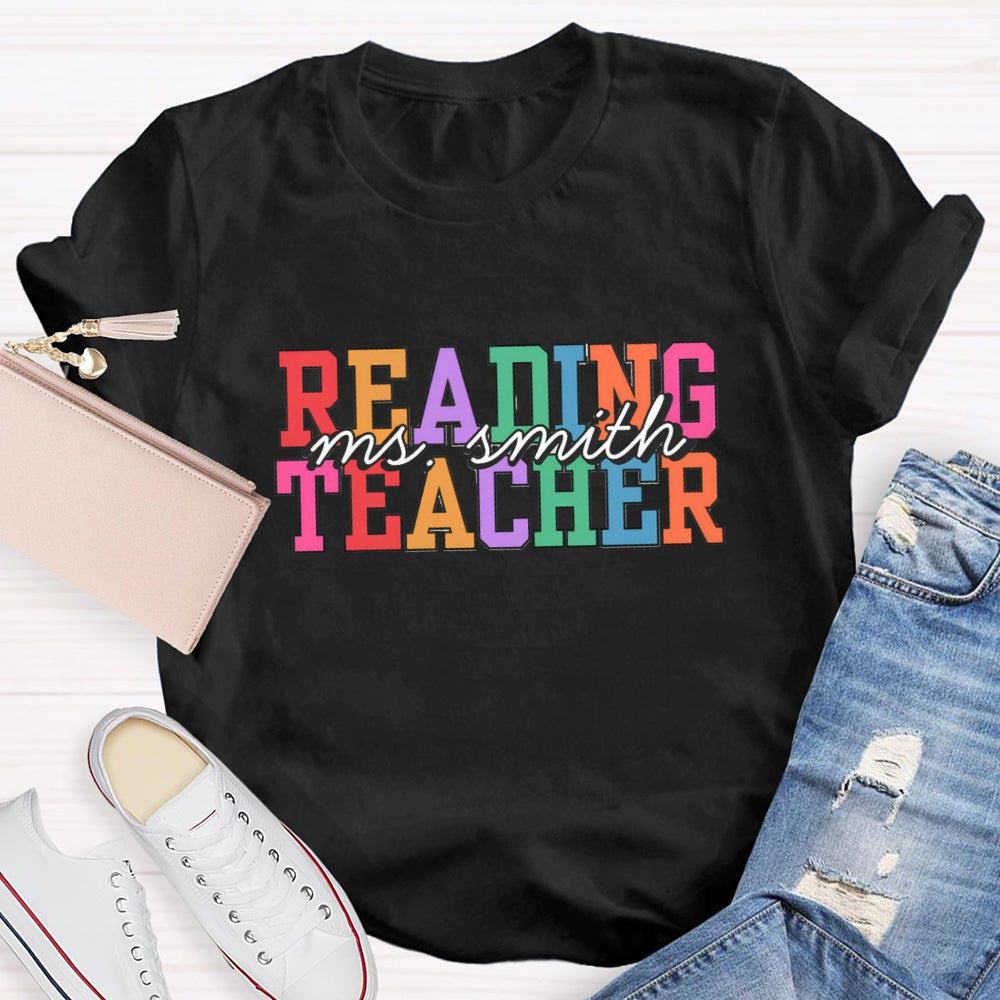 Personalized Reading Teacher Name T-Shirt
