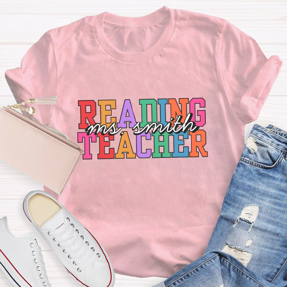 Personalized Reading Teacher Name T-Shirt
