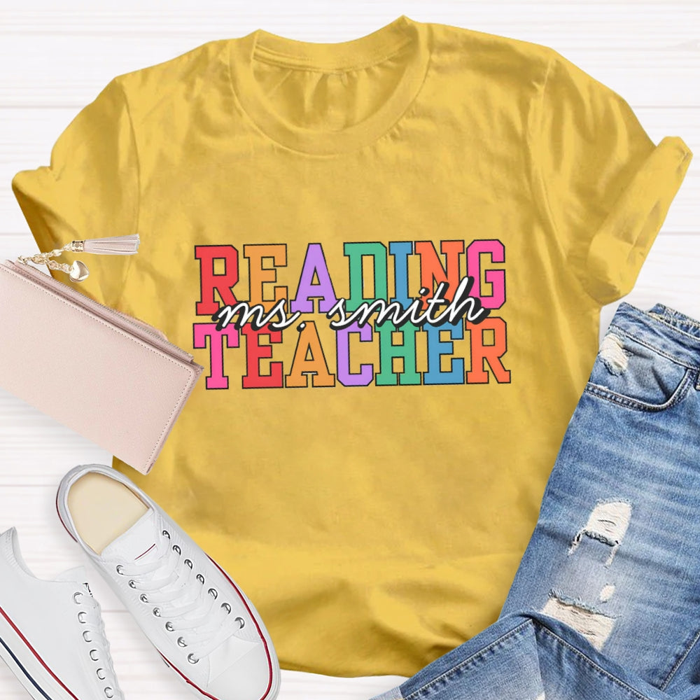 Personalized Reading Teacher Name T-Shirt