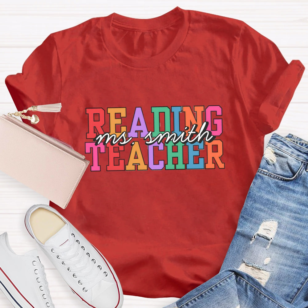 Personalized Reading Teacher Name T-Shirt