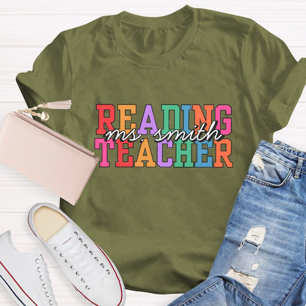 Personalized Reading Teacher Name T-Shirt