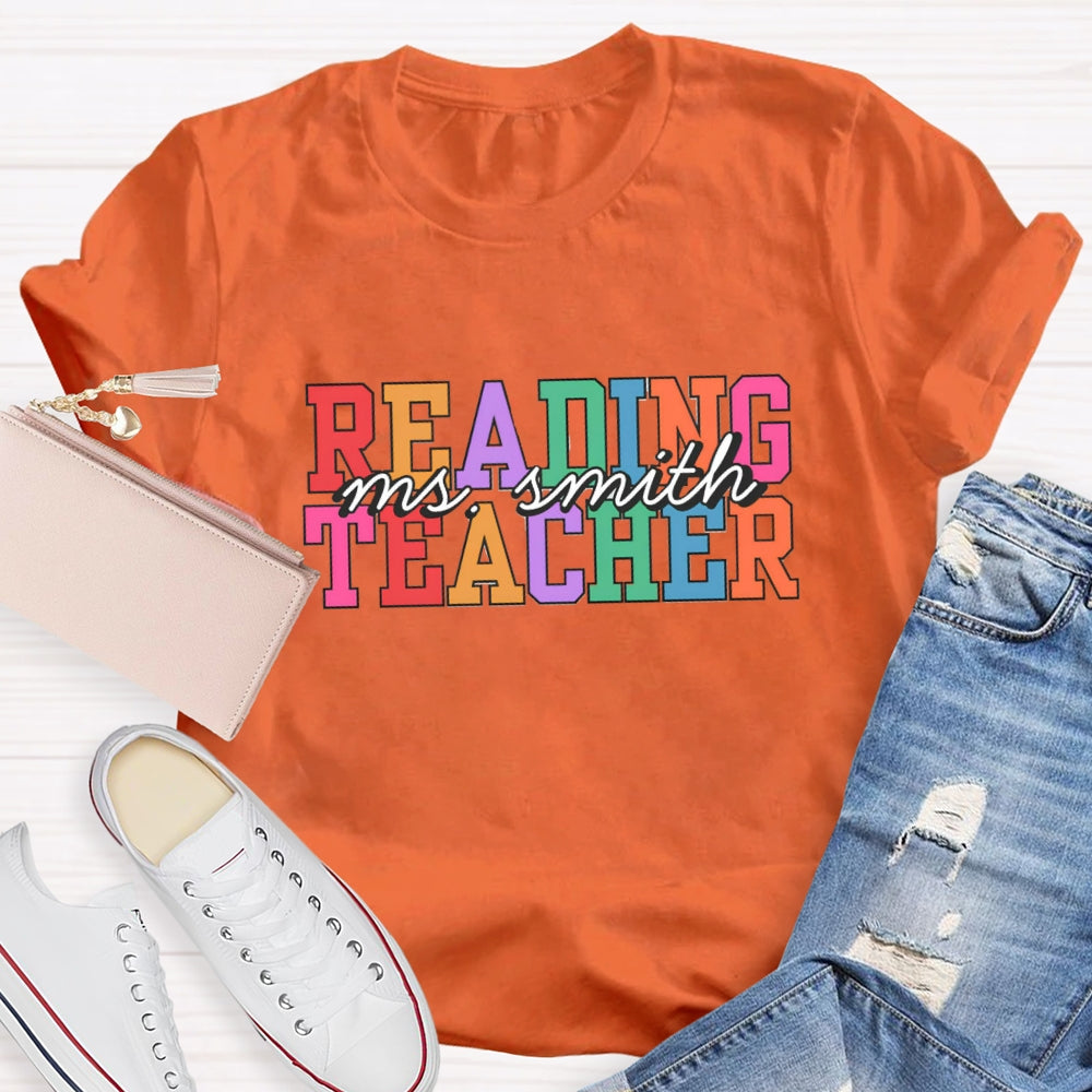 Personalized Reading Teacher Name T-Shirt