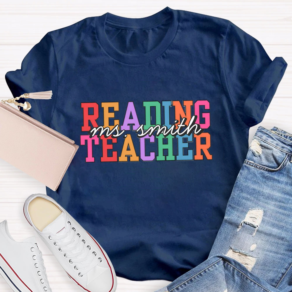 Personalized Reading Teacher Name T-Shirt
