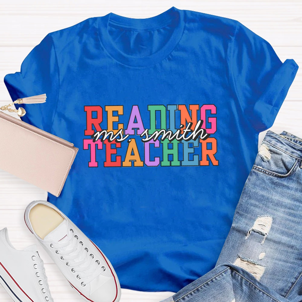 Personalized Reading Teacher Name T-Shirt