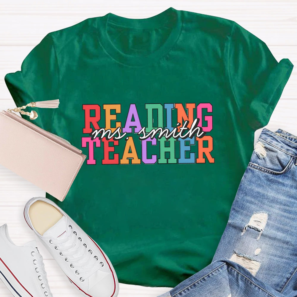 Personalized Reading Teacher Name T-Shirt