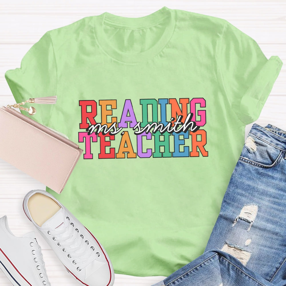 Personalized Reading Teacher Name T-Shirt