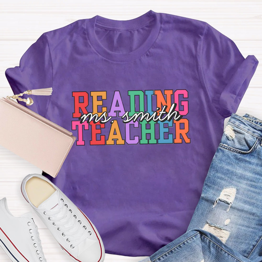 Personalized Reading Teacher Name T-Shirt