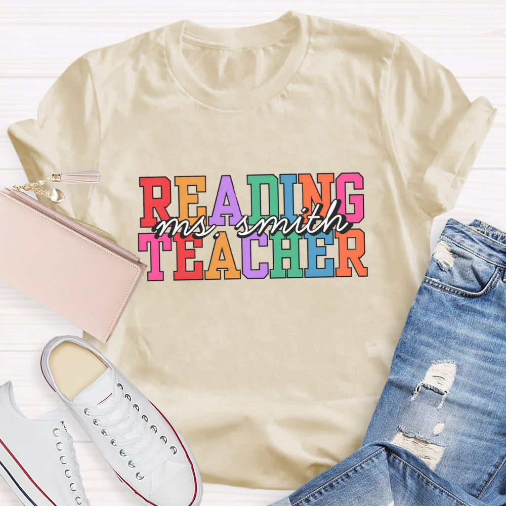 Personalized Reading Teacher Name T-Shirt