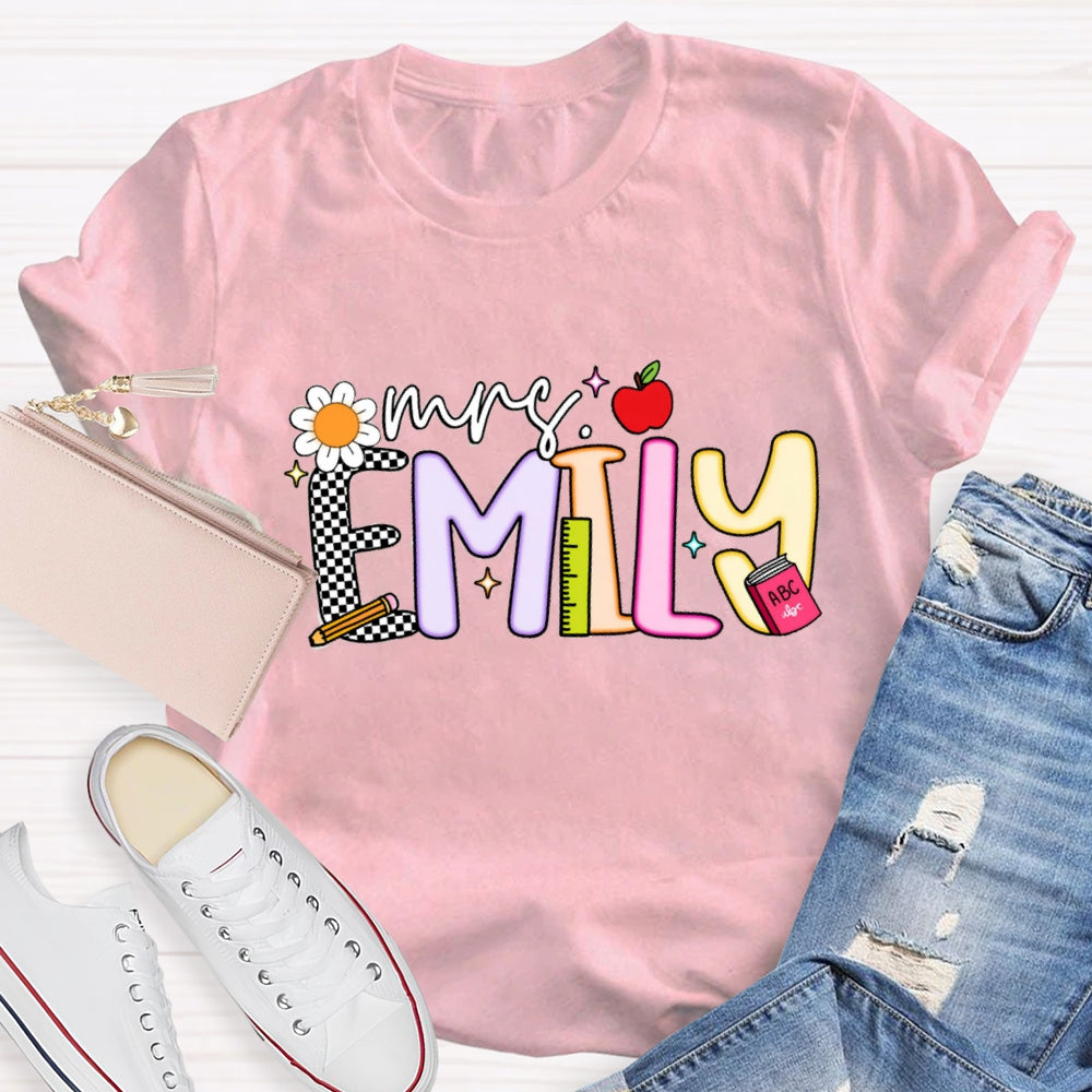 Personalized Name Emily Back To School T-Shirt