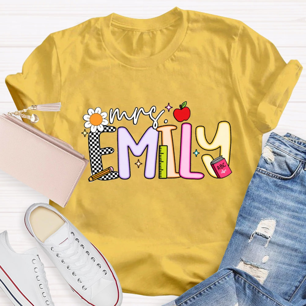 Personalized Name Emily Back To School T-Shirt