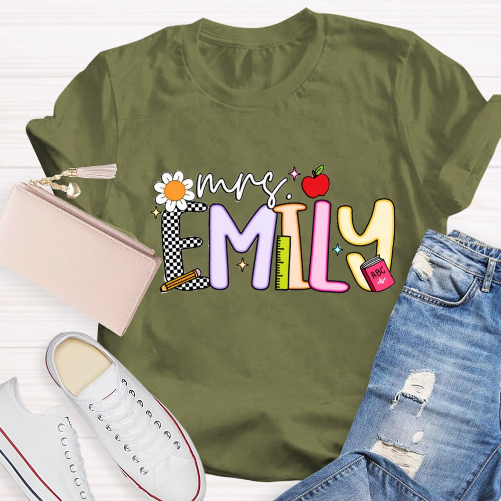 Personalized Name Emily Back To School T-Shirt