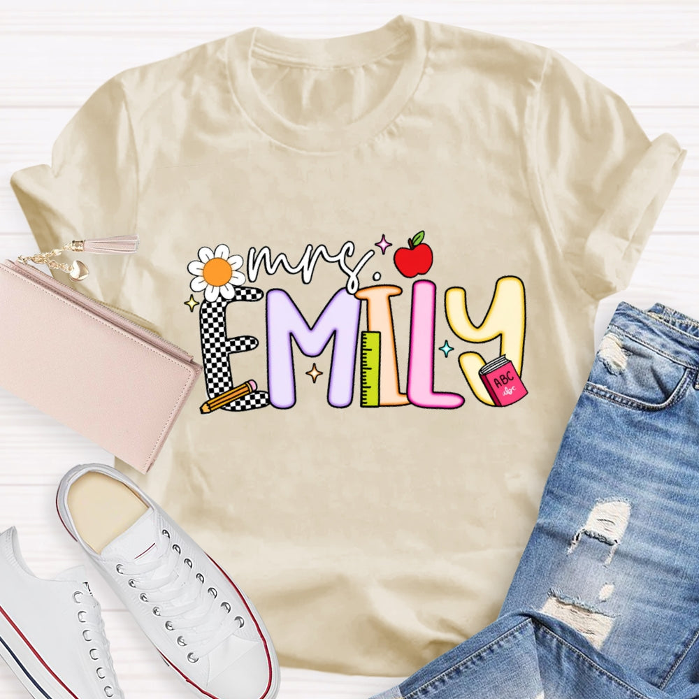 Personalized Name Emily Back To School T-Shirt