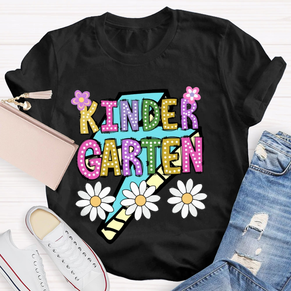 Personalized Grade Kinder Garten Colorful Letters Polka Dots T-shirt