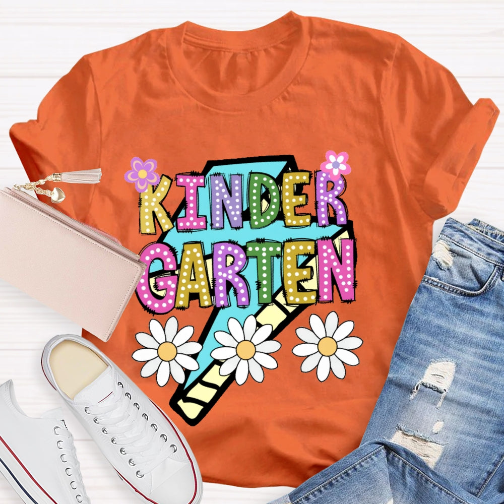 Personalized Grade Kinder Garten Colorful Letters Polka Dots T-shirt