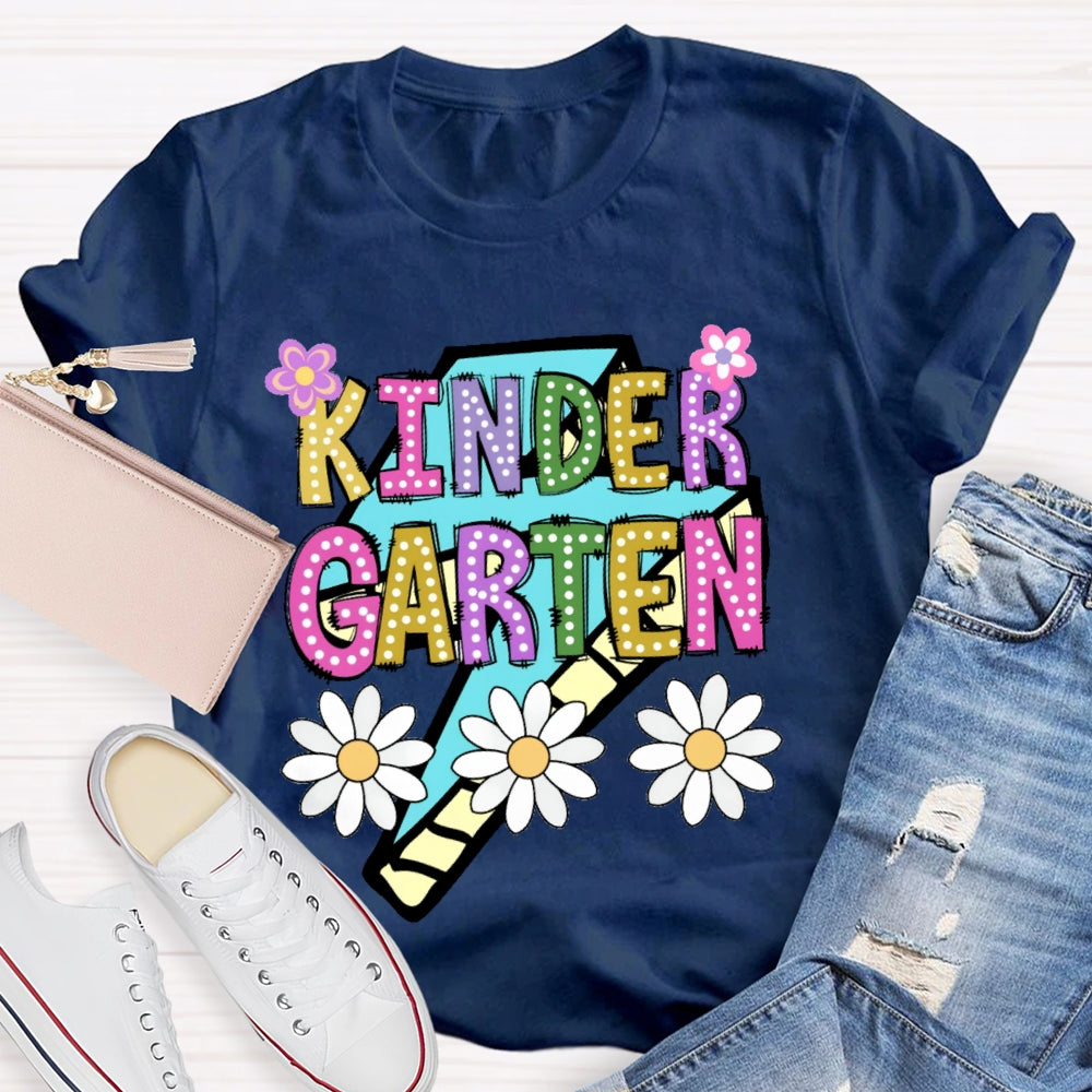 Personalized Grade Kinder Garten Colorful Letters Polka Dots T-shirt