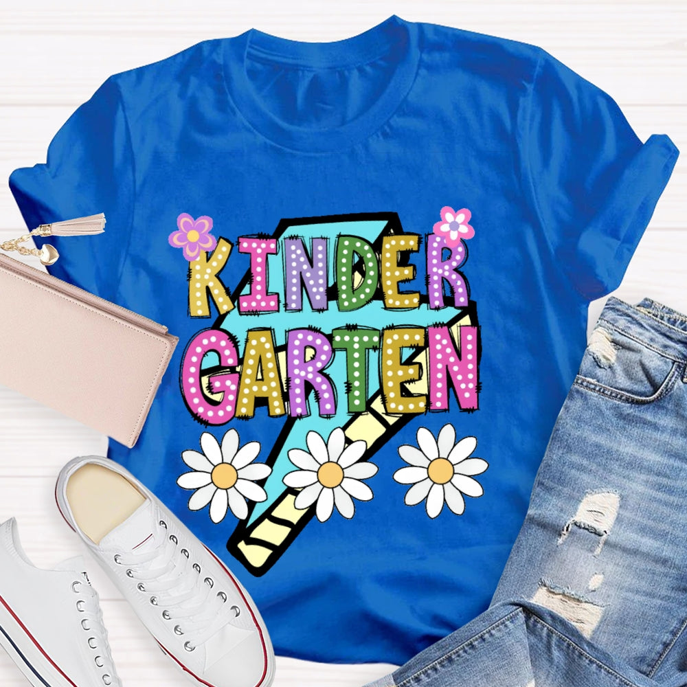 Personalized Grade Kinder Garten Colorful Letters Polka Dots T-shirt