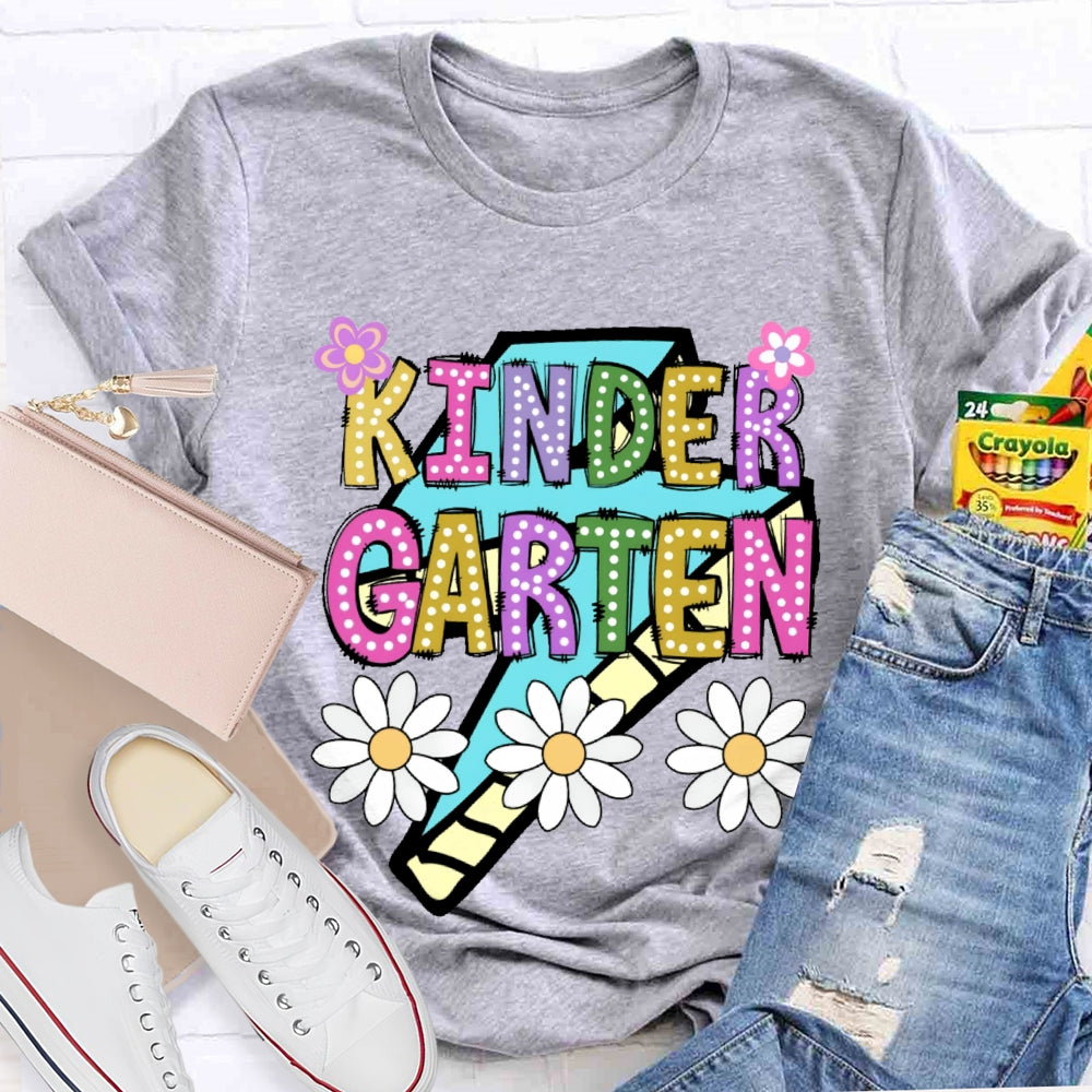 Personalized Grade Kinder Garten Colorful Letters Polka Dots T-shirt