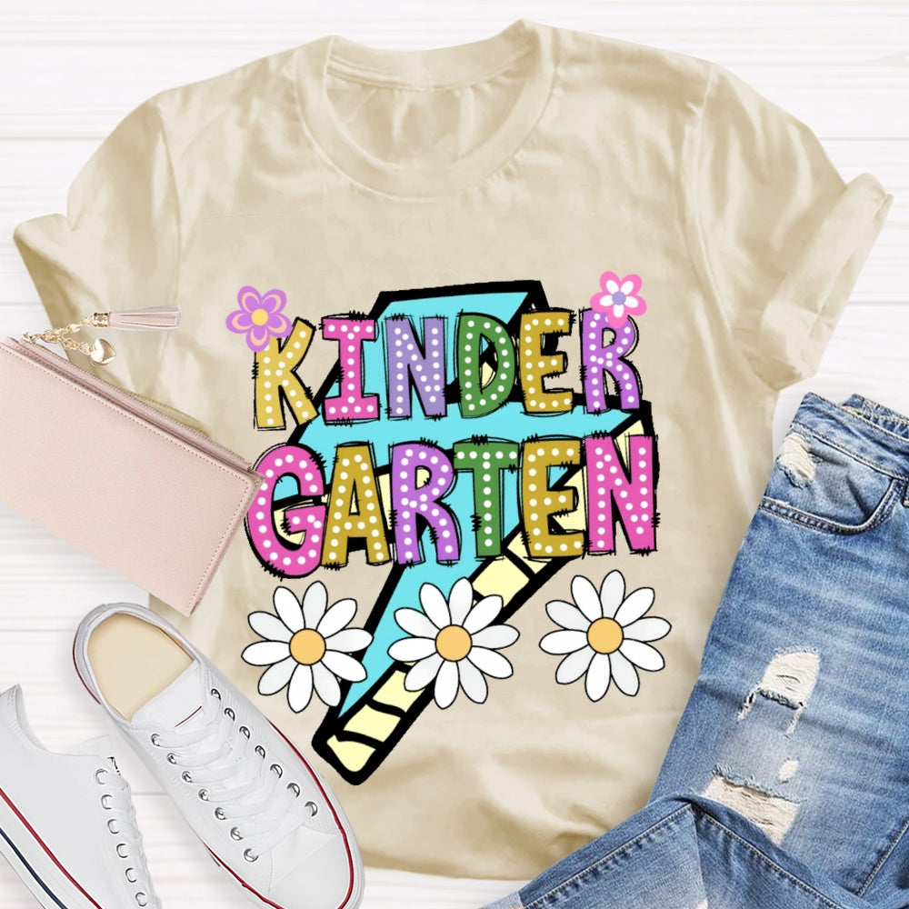 Personalized Grade Kinder Garten Colorful Letters Polka Dots T-shirt