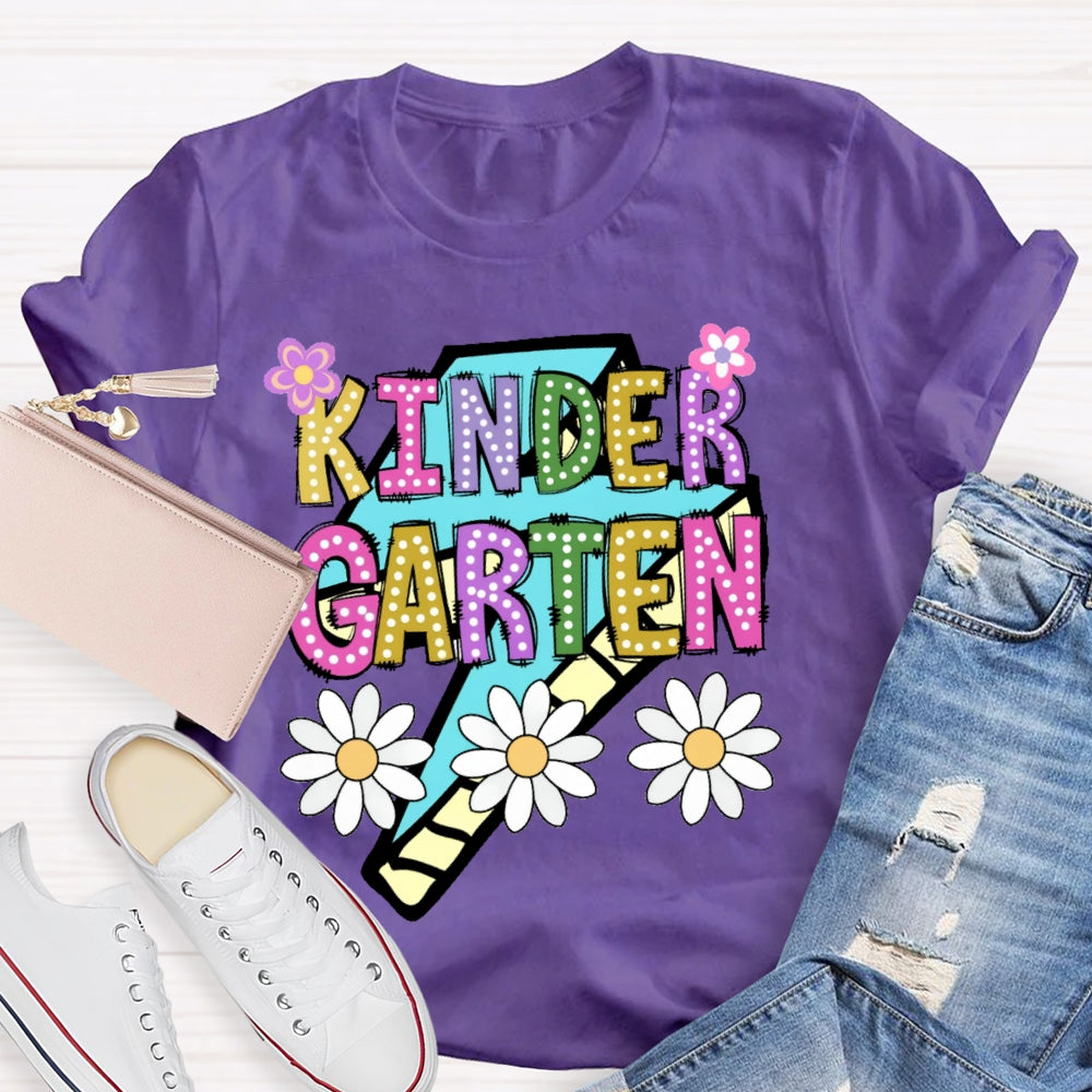 Personalized Grade Kinder Garten Colorful Letters Polka Dots T-shirt