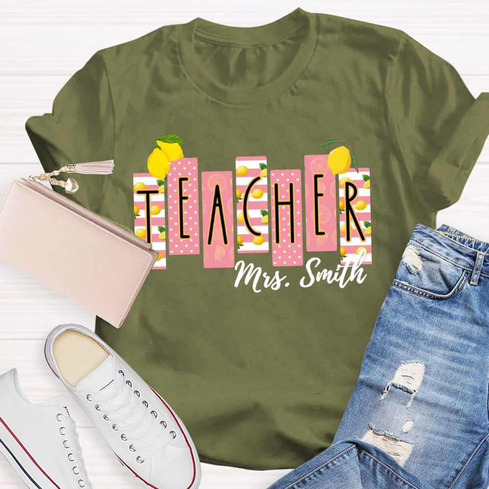 Personalized Name Teacher Shirt Lemon Pattern Printing T-shirt