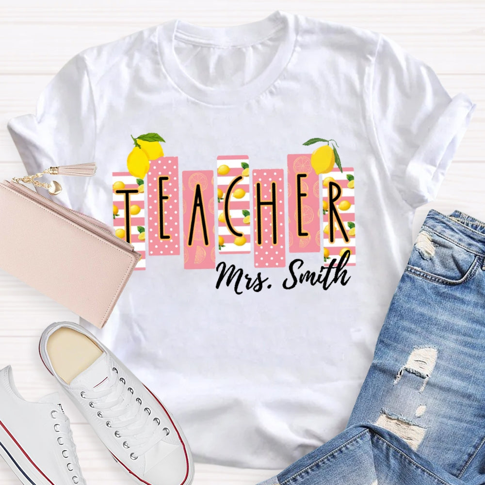 Personalized Name Teacher Shirt Lemon Pattern Printing T-shirt