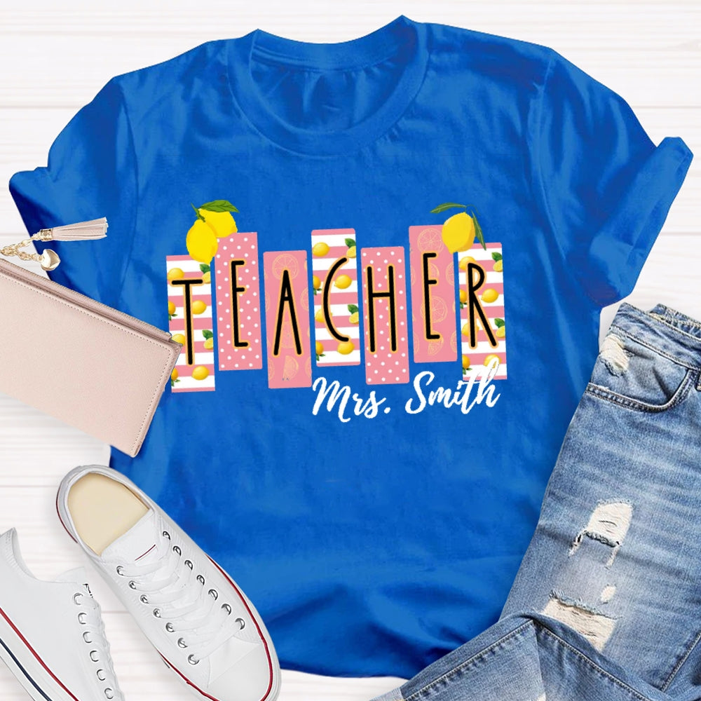 Personalized Name Teacher Shirt Lemon Pattern Printing T-shirt