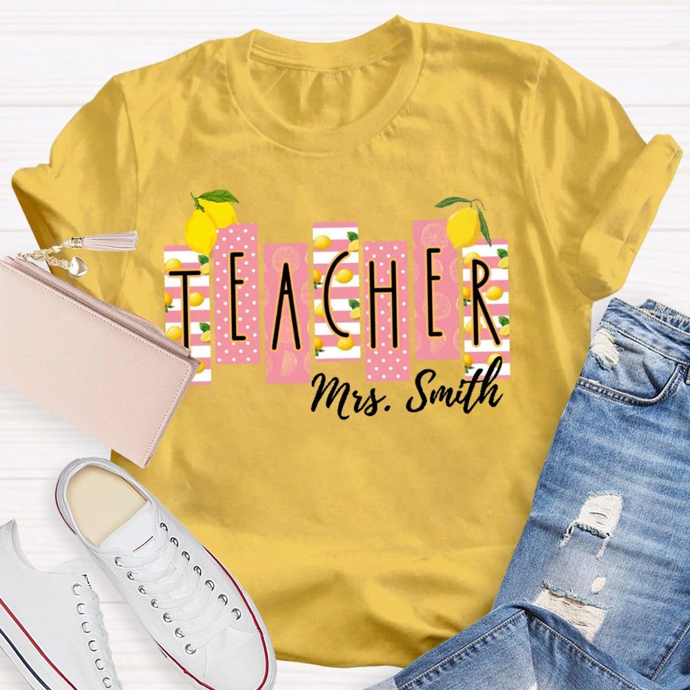 Personalized Name Teacher Shirt Lemon Pattern Printing T-shirt