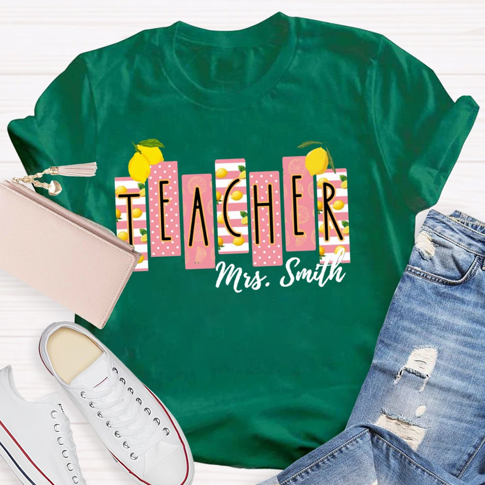 Personalized Name Teacher Shirt Lemon Pattern Printing T-shirt