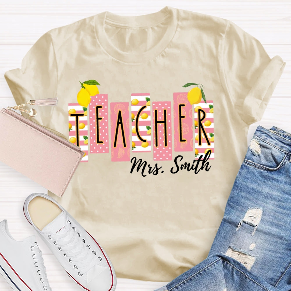 Personalized Name Teacher Shirt Lemon Pattern Printing T-shirt