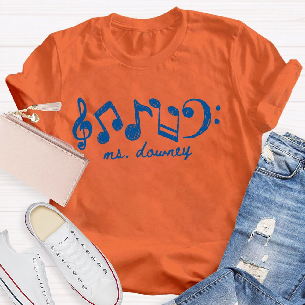 Personalized Name Note Pattern Printing T-shirt