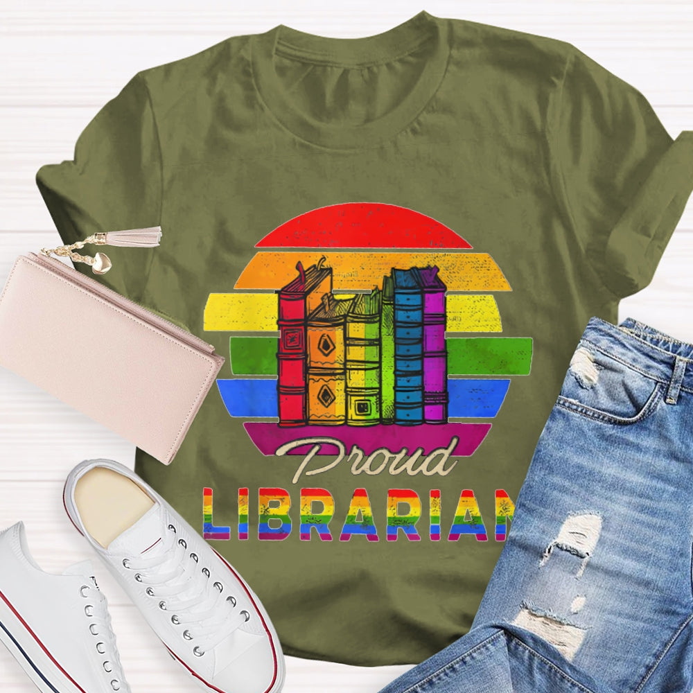 Colorful Gradient Letters Librarian T-shirt